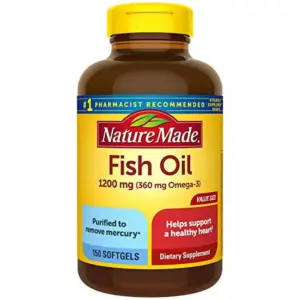 Nature Made Fish Oil Omega 3 Supplements | 1200 mg Softgels | Omega 3 Fish Oil for Healthy Heart Support | 150 Softgels | 75 Day Supply