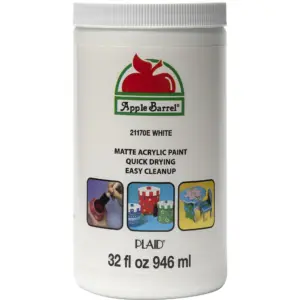 Apple Barrel 21170E Acrylic Craft Paint | Matte Finish | White | 32 fl Ounce | Single