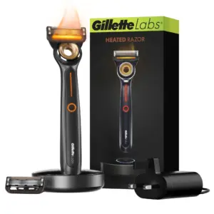 GilletteLabs Heated Razor Starter Kit | 1 Handle | 2 Blade Refills | 1 Charging Dock