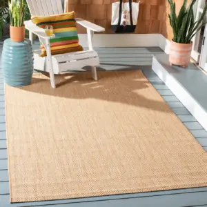 SAFAVIEH Courtyard Morven Chevron Stripes Indoor/Outdoor Area Rug | 8' x 10' | Natural/Cream