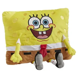 Pillow Pets Nickelodeon Spongebob Squarepants 16 Stuffed Animal Toy | Yellow | Brown | White | Red | Black | Grey