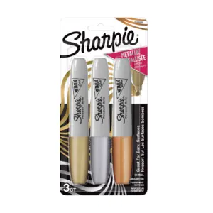 Sharpie Metallic Permanent Markers | Chisel Tip | Assorted Colors | 3 Count