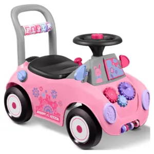 Radio Flyer Creativity Car | 3 Inch 1 Push Walker and Ride-on with Interactive Features | Pink