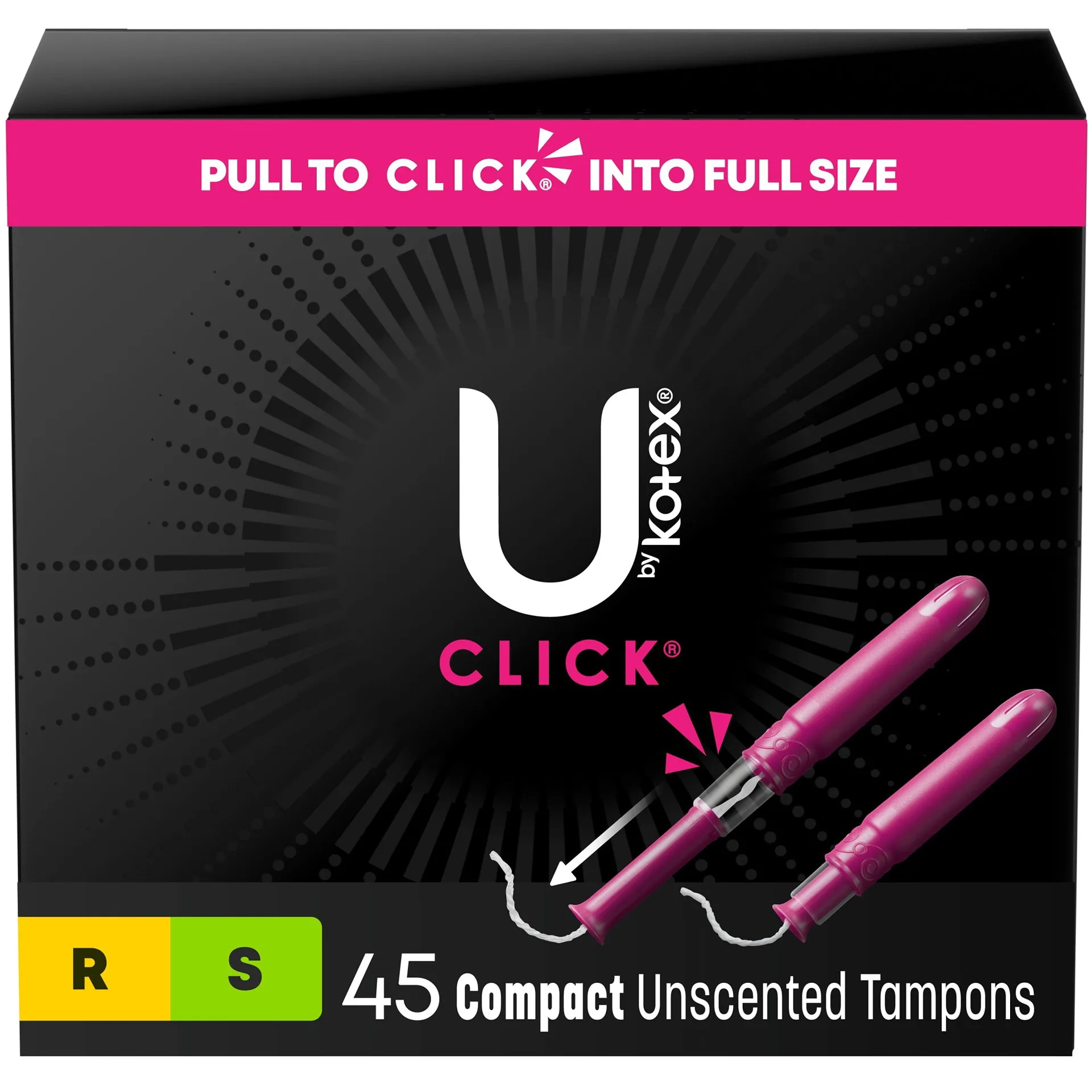 U by Kotex Click Compact Multipack Tampons | Regular/Super | Unscented | 45 Count