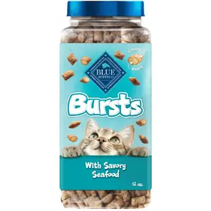 Blue Buffalo Bursts Crunchy and Creamy Cat Treats | Great for Training | Seafood | 12-Ounce. Tub