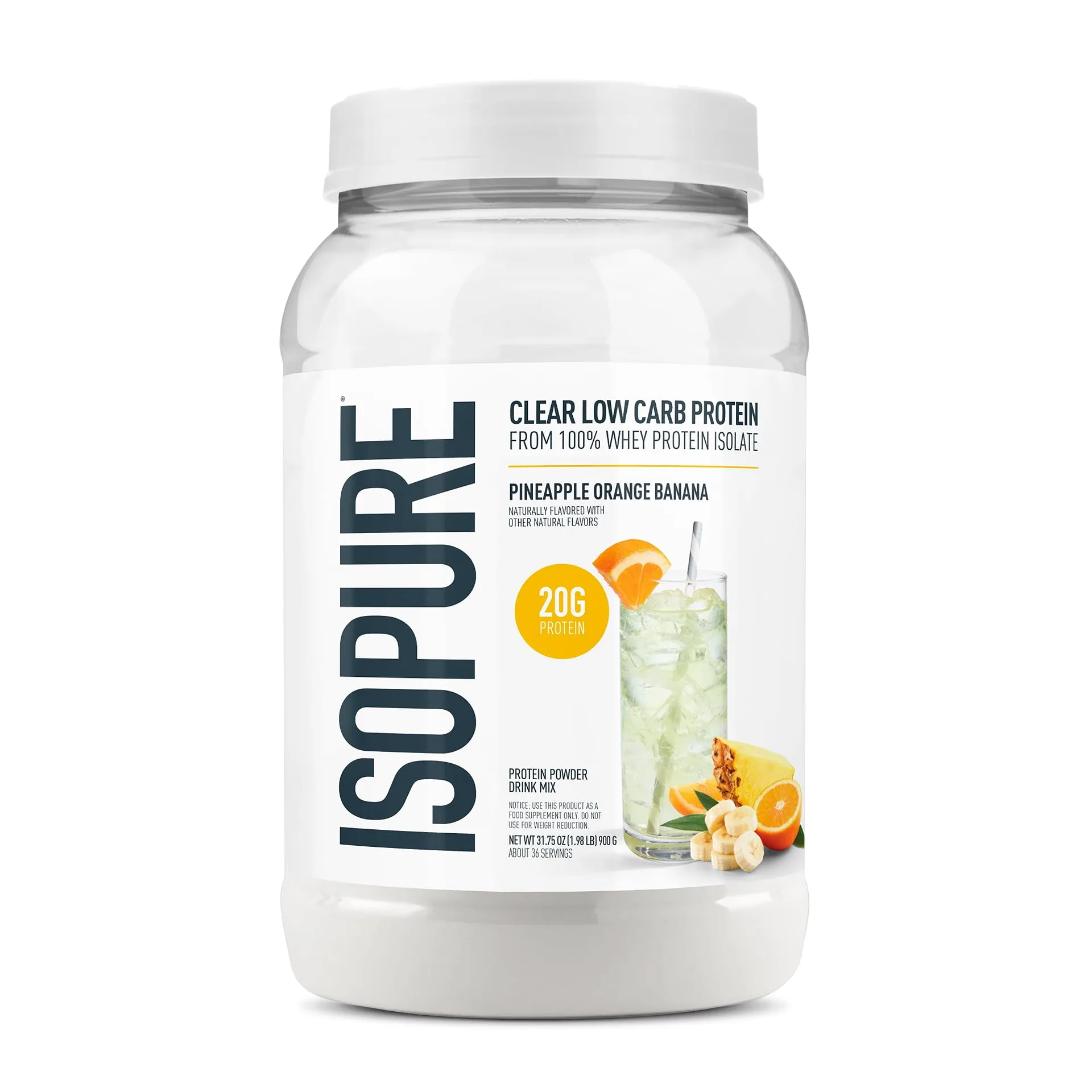 Isopure | Infusions 100% Whey Protein Isolate | 20 g Protein Powder | Pineapple Orange Banana | 1.98 lb | 36 Servings