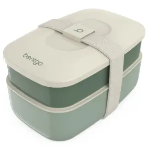 Bentgo Classic | Adult Bento Box | Stackable 3-Compartment Lunch Box with Removable Utensil Set & Sealing Strap | BPA-Free | Food Container Ideal for Meal Prep | Work | & On the Go (Khaki Green) | 1