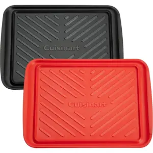 Cuisinart Grilling Prep and Serve Trays | 17x10.5 inch BBQ Tray Safe for Food Handling | 2 Dishwasher Safe Nesting Trays Black and Red