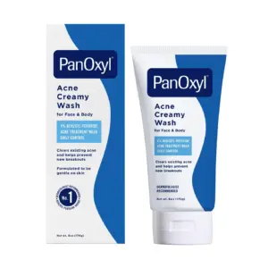 PanOxyl Acne Creamy Wash Daily Control | Face and Body | 4% Benzoyl Peroxide | All Skin Types | 6 Ounce