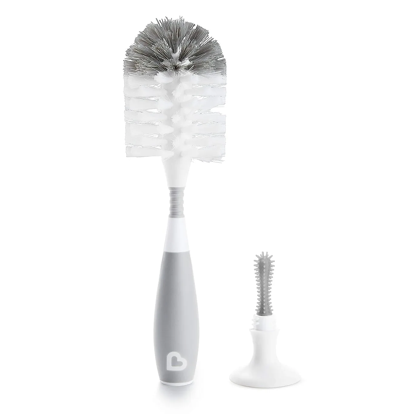 Munchkin Bristle Baby Bottle Brush | Includes Suction Base | Gray | Unisex | 1