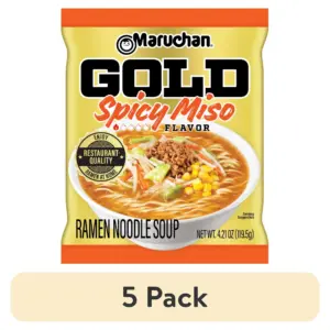 (5 pack) Maruchan Gold Spicy Miso Flavor Instant Ramen Noodle Soup | 4.21 Ounce Package | Ready-to-Cook