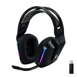 Logitech G733 LIGHTSPEED Wireless Gaming Headset with suspension headband | LIGHTSYNC RGB | Blue VO!CE mic technology & PRO-G audio drivers | Black