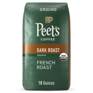 Peet's Coffee Organic French Roast Premium Dark Roast Ground Coffee | Arabica | 18 Ounce