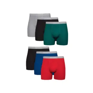 Hanes Men's Value Pack Assorted Boxer Briefs | 6 Pack | Single | Assorted Red; Black; Grey; Jade; Blue