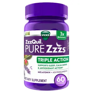 Vicks ZzzQuil Pure Zzzs Triple Action Sleep Aid Melatonin Gummies | Melatonin 6mg | 60 Count | 1