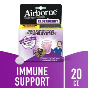 Airborne 1000mg Vitamin C Immune Support Multivitamin Effervescent Tablets | Elderberry Flavor | 20 ct
