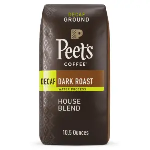 Peet's Coffee Decaf House Blend Premium Dark Roast Ground Coffee | Arabica | 10.5 Ounce
