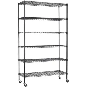 5-Shelf Adjustable Heavy Duty Steel Wire Rack Storage Shelving Organizer for Kitchen | Garage | 36 L x 14 W x 72 H | Black