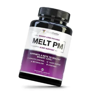 MELT PM Nighttime and Weight Loss Pills: Naturally Support More Restful Sleep | with Ashwagandha and L-Theanine | 30 Servings