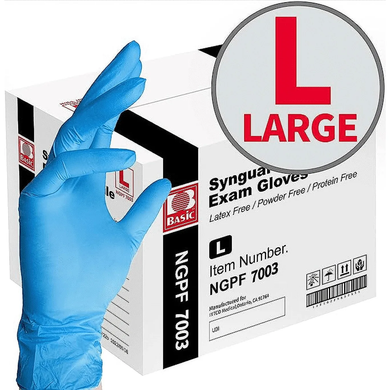 1000pcs Basic Medical Clear Nitrile Exam Gloves | Latex-Free and Powder-Free | Large Size | 10 Boxes | L