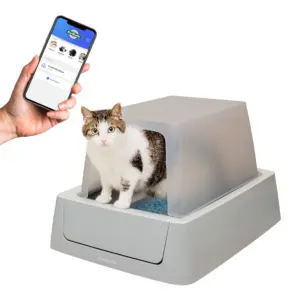 PetSafe ScoopFree Crystal Smart Front-Entry Self-Cleaning Cat Litter Box | Phone App Connected | Gray