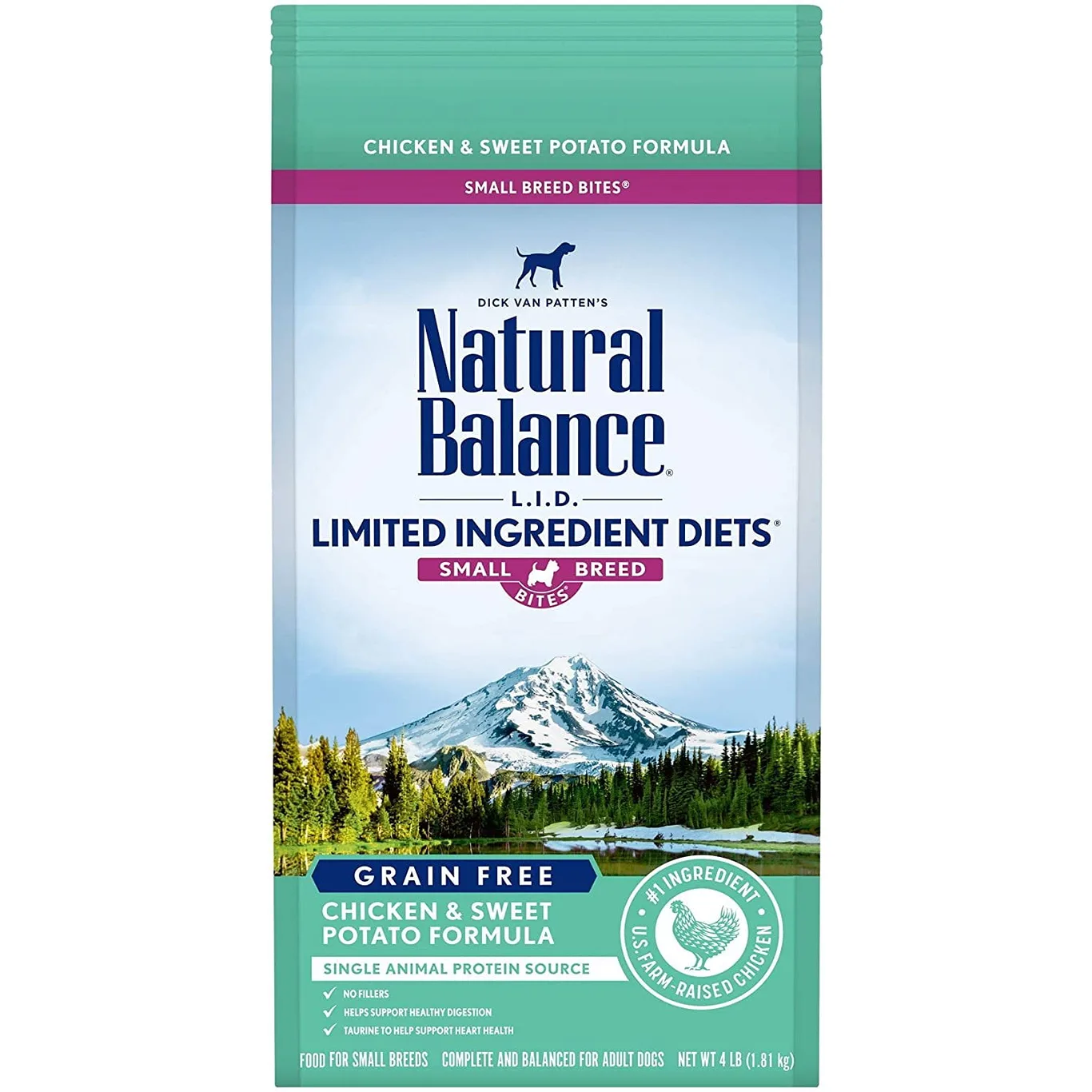 Natural Balance Pet Foods L.I.D. Small Breed Bites Dry Dog Food Chicken and Sweet Potato 4 lb | 4 Lb. Bag | Chicken and Sweet Potato New Formula