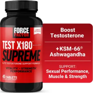 Force Factor Test X180 Supreme | Testosterone Booster for Men to Enhance Performance | Lower Estrogen | Support Muscle | Strength and Libido | 45 Tablets