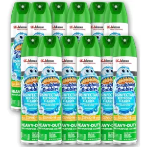 Scrubbing Bubbles Multipurpose Bathroom Cleaner and Disinfectant Aerosol | 25 Ounce (Pack of 12)
