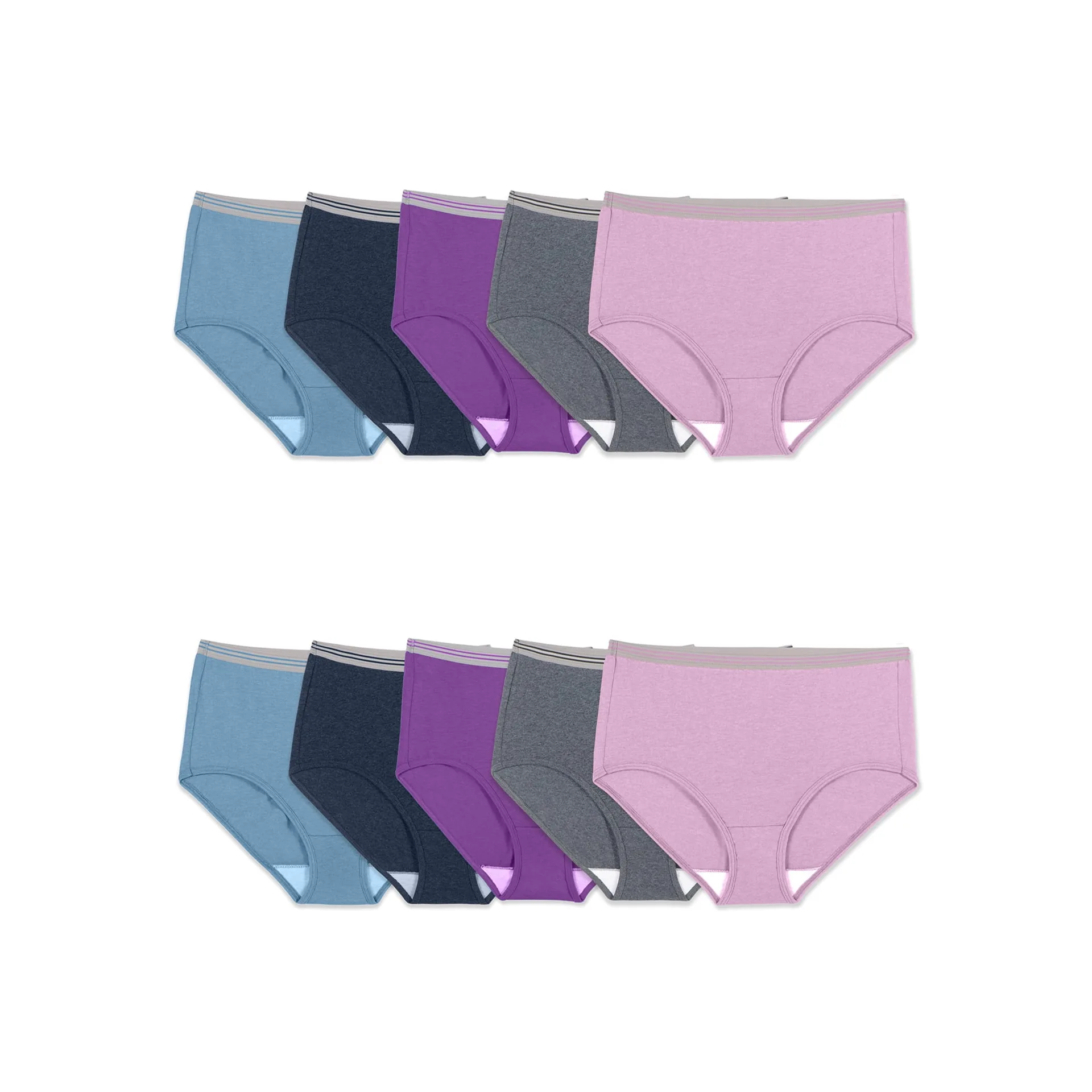 Fit for Me by Fruit of the Loom Women's Plus Size Brief Underwear | 10 Pack