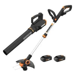 Worx WG928 20V Power Share GT 3.0 Trimmer and Turbine Blower (Batteries and Charger Included)