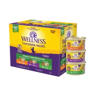 Wellness Complete Health Pate Adult Wet Cat Food | Natural | Protein-Rich | Grain Free | 3 Ounce | 24 Pack | (Chicken and Turkey Variety Pack)
