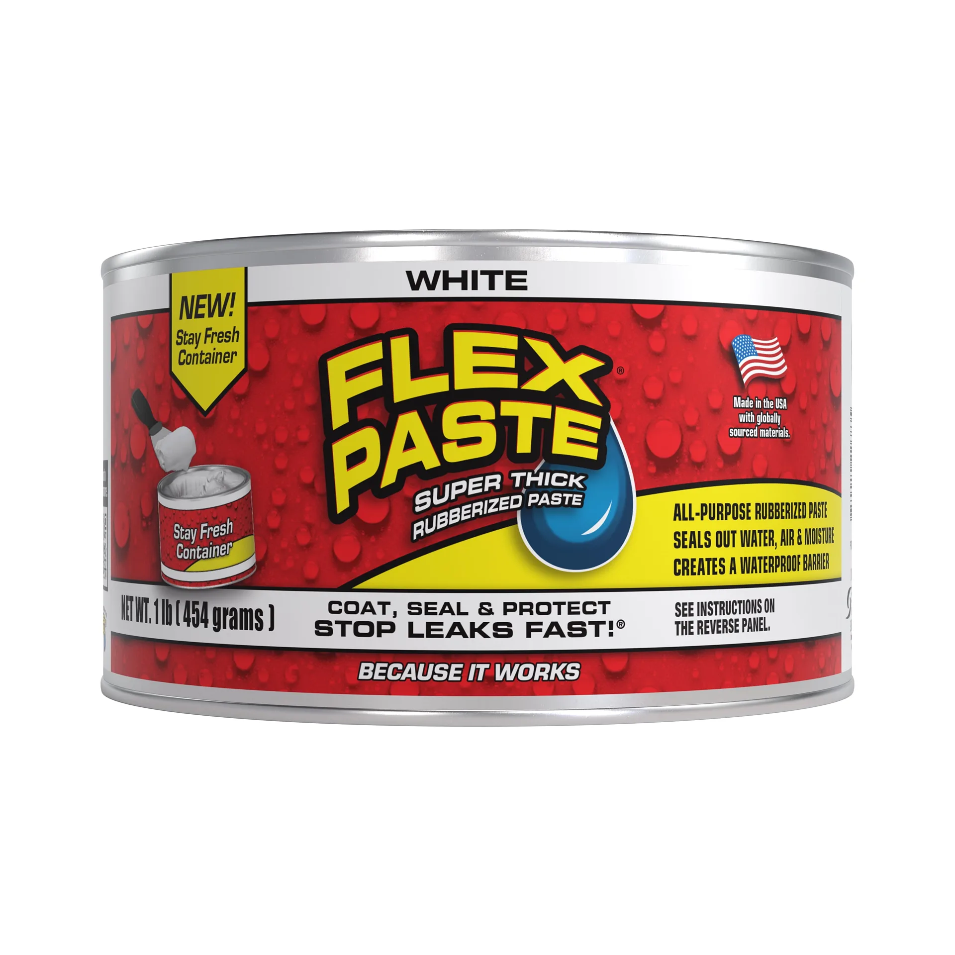 Flex Paste As Seen on TV Super Thick Rubber Spreadable Paste | White 1lb Tub