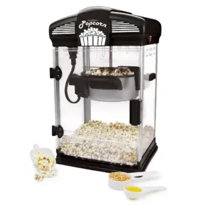 West Bend 82515B Hot Oil Theater Style Popper Machine with Nonstick Kettle Includes Measuring Cup Oil & Popcorn Scoop | 4-Ounce | Black
