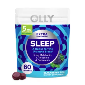 OLLY Extra Strength Sleep Gummy Supplement | 5mg Melatonin | Sleep Aid | Blackberry Flavor | 60 Ct Pouch