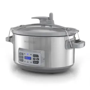 BLACK+DECKER 7-Quart Digital Slow Cooker | SCD7007SSD | Temperature Probe | Sous-Vide | Locking Lid | Removable Stoneware Crock | Stainless