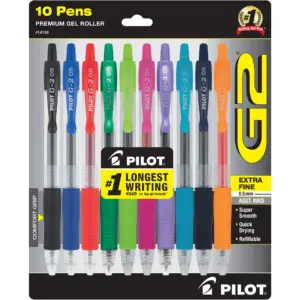 Pilot G2 Premium Retractable Gel Ink Pens | Extra Fine Point (0.5mm) | Assorted | 10 Count