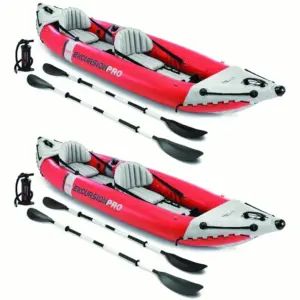 Intex Excursion Pro Inflatable 2 Person Vinyl Kayak with Oars and Pump | Red