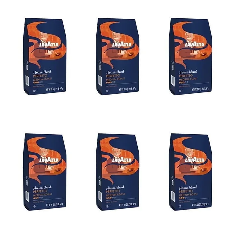 Lavazza House Blend Perfetto Ground Coffee | Medium Roast | 100% Arabica | 20 Ounce Bag (Pack of 6)