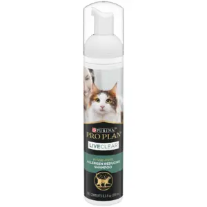 Purina Pro Plan Rinse Free | Allergen Reducing Dry Shampoo for Cats | LIVECLEAR Cleansing Foam | 8.5 Ounce