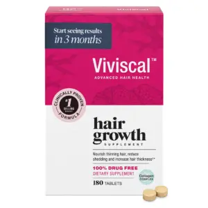 Viviscal Hair Growth Supplements for Women | Thicker Fuller Hair Support for Thinning Hair & Hair Loss | with Biotin & Marine Collagen | Drug-Free | 180 Tablets | 90-Day Supply