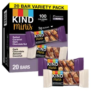 KIND Minis Salted Caramel Dark Chocolate Nut and Dark Chocolate Almond Coconut Bars | Variety Pack | 0.7 Ounce | 20 Count