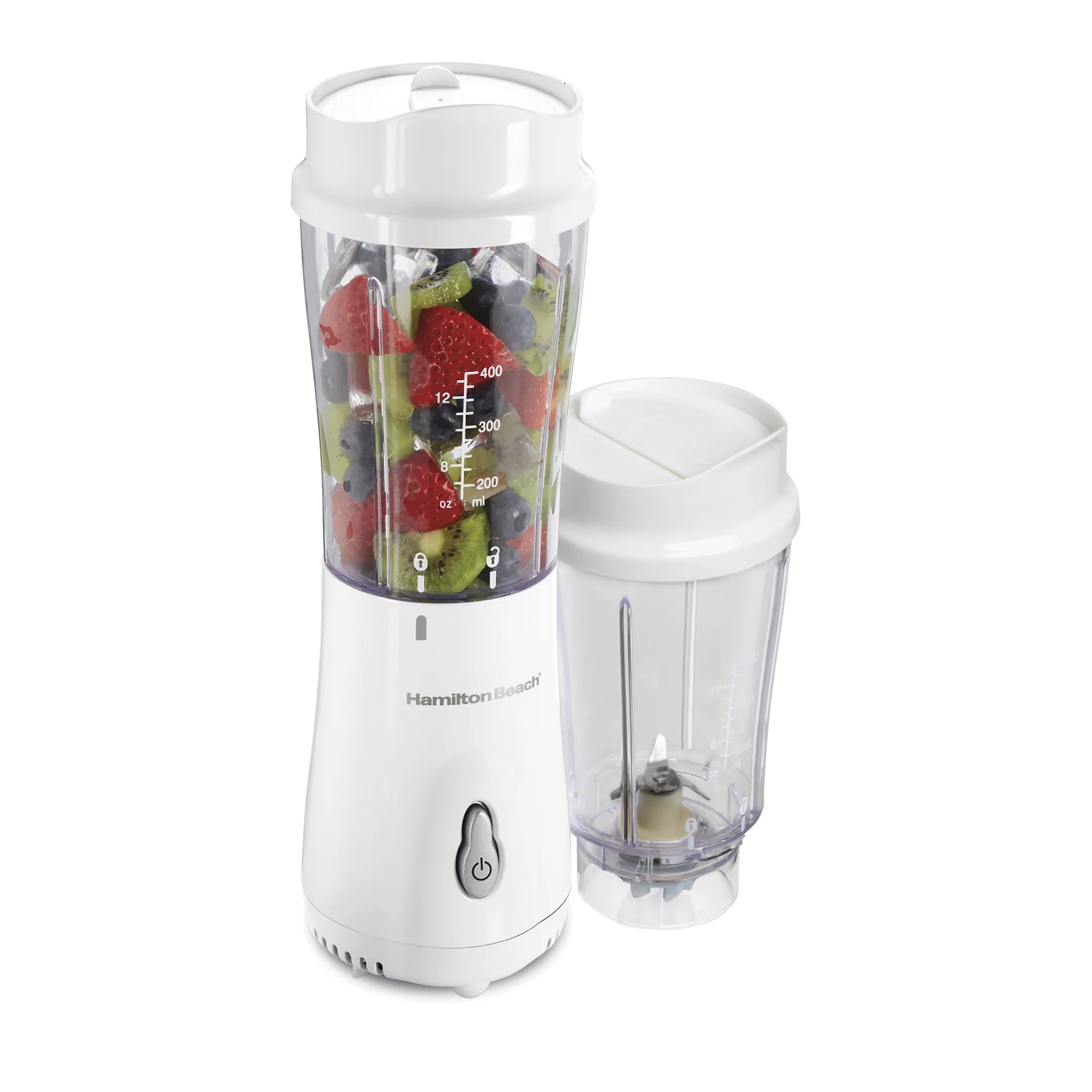 Hamilton Beach Smoothie Blender with 2 Travel Jars & 2 Lids | White 51102V | White with Travel Jar