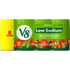 V8 Low Sodium Original 100% Vegetable Juice | 5.5 fl Ounce Can | 8 Count | Single