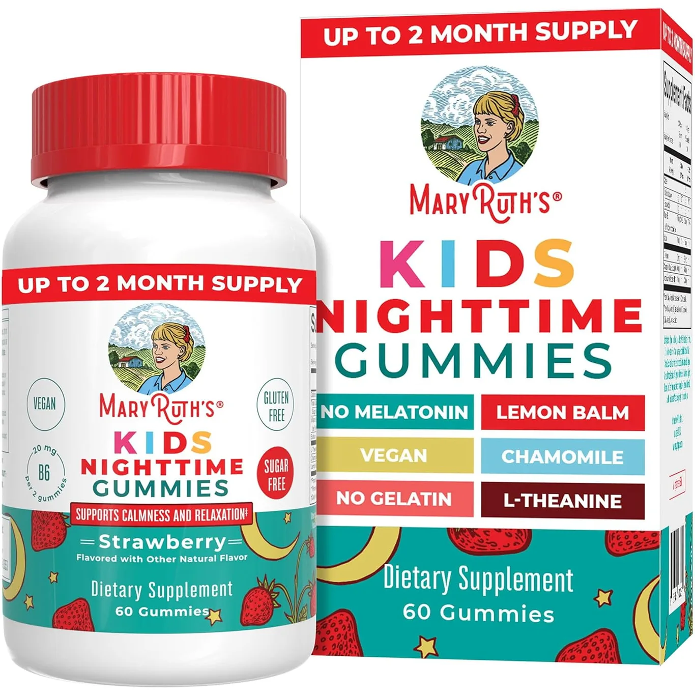 MaryRuth's Sugar-Free Strawberry Sleep Gummies with Vitamin B6 | L-Theanine and Herbals for Kids | 60 Count | Child