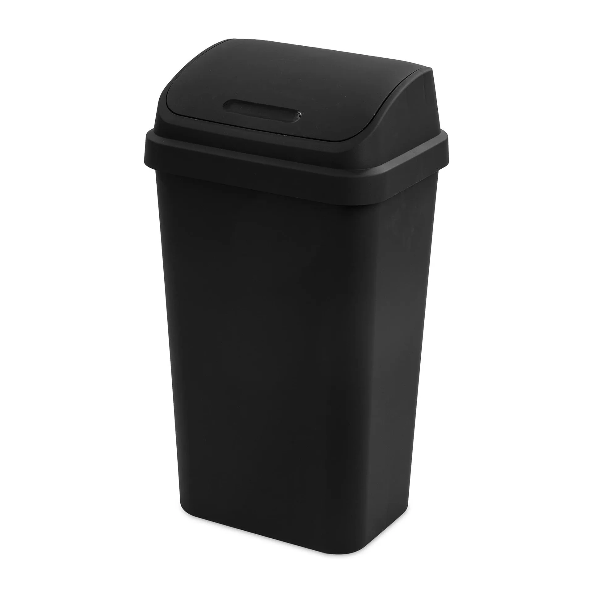 Sterilite 13 Gallon Swing Top Lid Wastebasket Trash Can | Black (8 Pack)