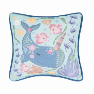 Narwhal Coral Printed Small Petite Throw Pillow (Premium Edition)