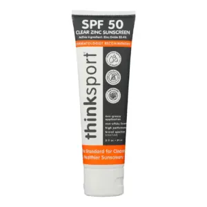 Thinksport SPF 50+ Mineral Sunscreen | 3 Ounce | Safe | Natural Sunblock | for Sports and Active Use | Water Resistant Reef Safe Sunscreen