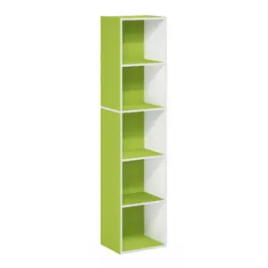 Furinno Pasir 5-Tier Open Shelf Bookcase | Green/White