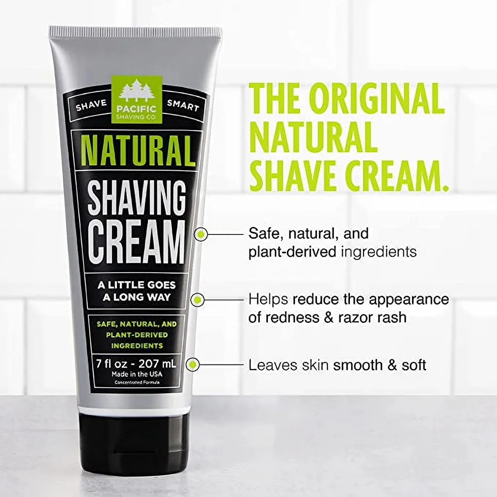 Pacific Shaving Company Natural Shaving Cream with Shea Butter | For Men and Women | Light orange/citrus scent | 7 Ounce. | Natural/Light Citrus | 7 fl Ounce