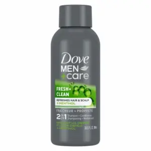 Dove Men+Care Fortifying Fresh & Clean with Caffeine 2 Inch 1 Shampoo & Conditioner | Travel Size 3 Ounce | Pack of 2
